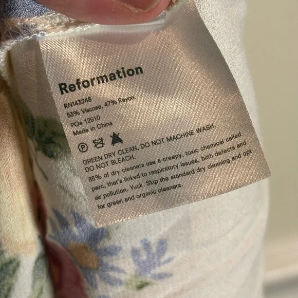 Reformation Boston Midi Dress in Bouquet White Pink Floral Size 0 - Picture 9 of 9